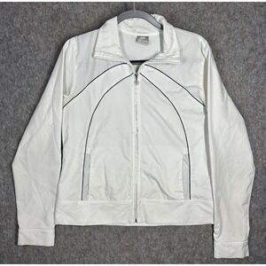 Nike Track Jacket White Mesh Zip Up Retro Y2K Athletic Top Women's Large